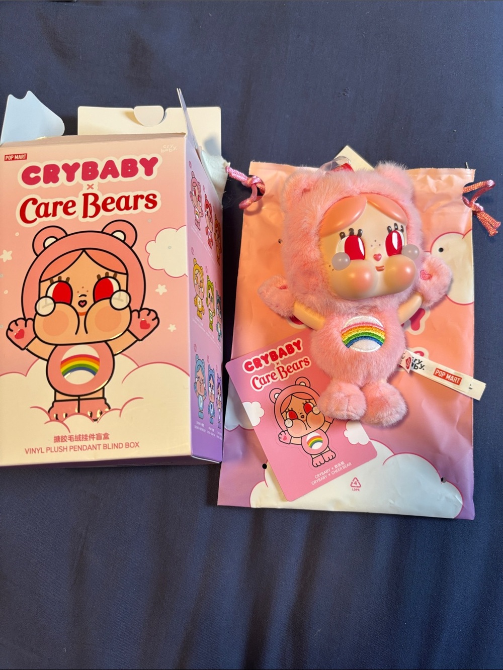 POP MART CRYBABY × Care Bears Series Vinyl Plush Confirmed Blind Box- Cheer Bear